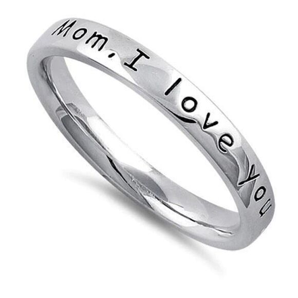 Sterling Silver "Mom, I love you with all my heart" Ring New - Picture 1 of 6